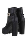 Botins pretos pele de salto alto BeStylish