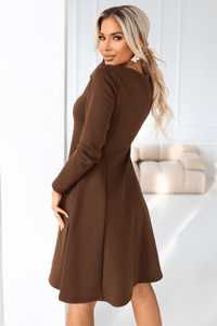 vestido de cerimónia barato médio castanho chocolate BeStylish