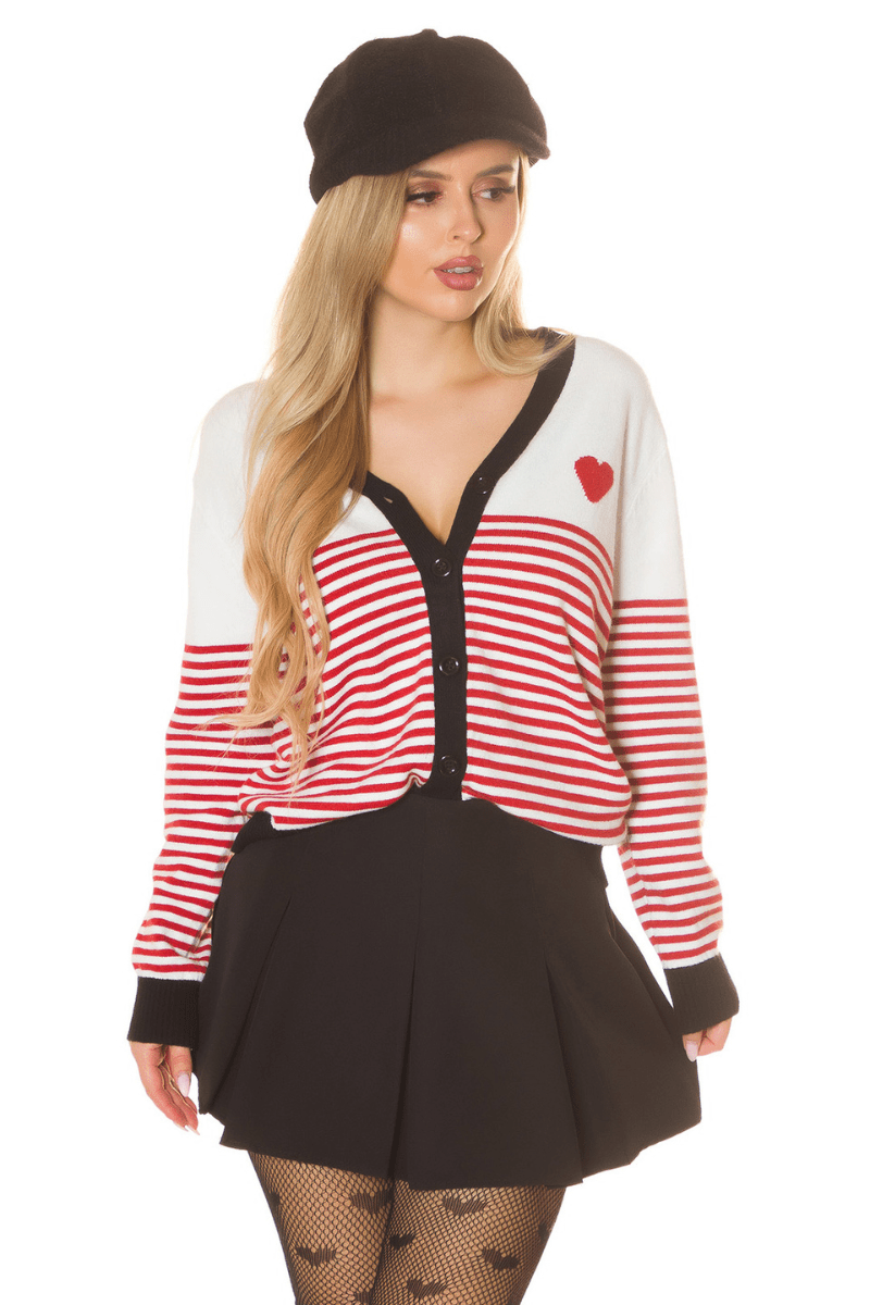 casaco de malha cardigan às riscas BeStylish