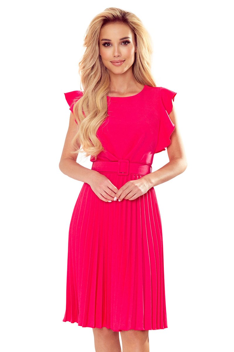 Vestido de cerimónia médio plissado rosa BeStylish 