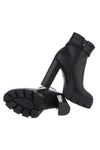 Botins pretos pele de salto alto BeStylish