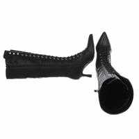 Botas pretas de salto alto em pele com atacadores BeStylish 