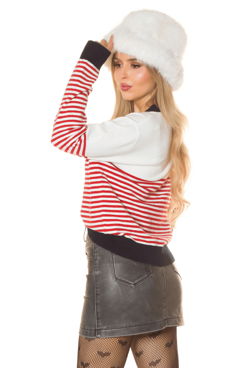 casaco de malha cardigan às riscas BeStylish