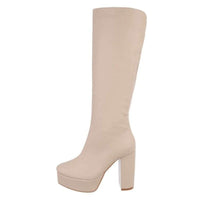 Botas beges de salto alto pele BeStylish