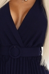vestido de cerimónia médio plissado azul navy BeStylish 