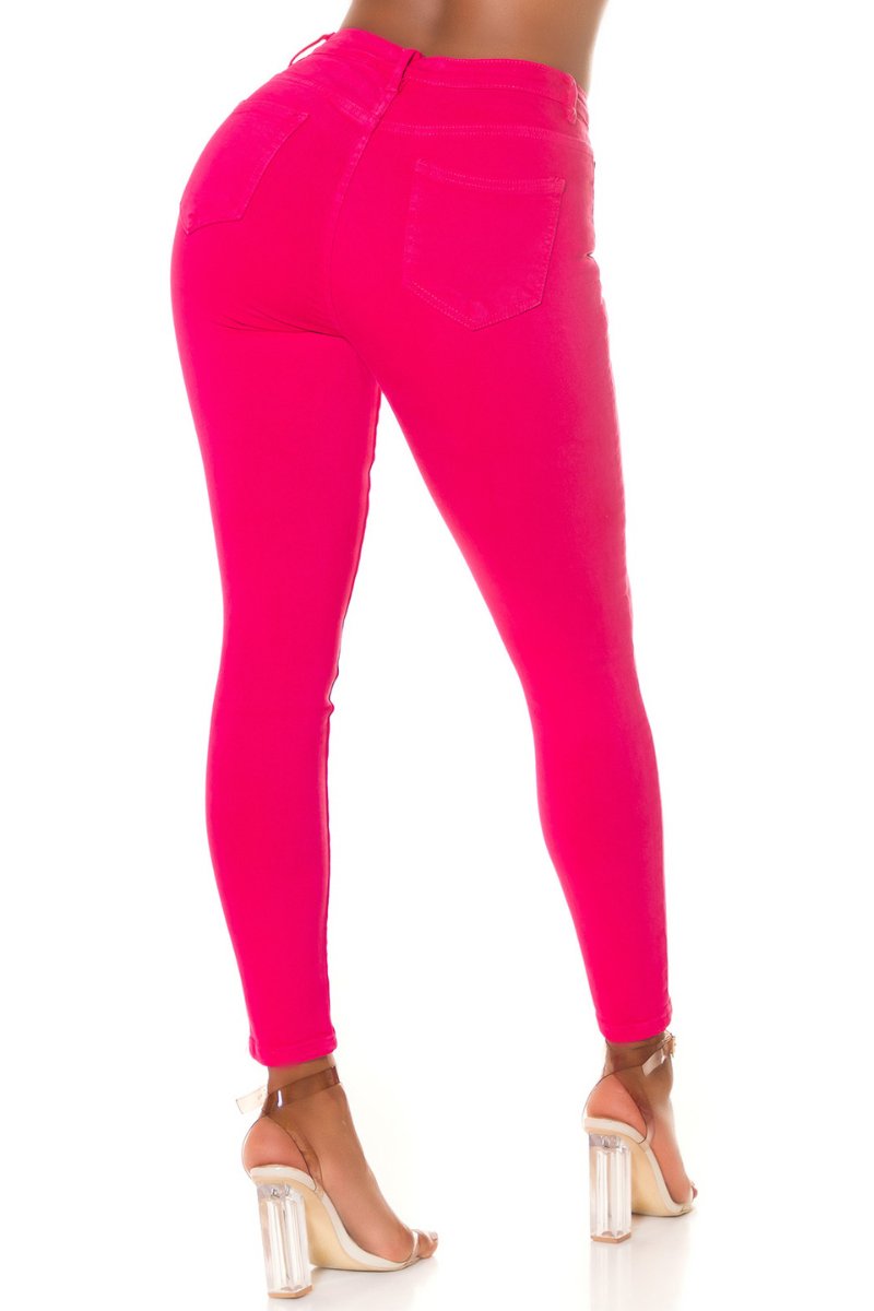 jeans de cintura subida rosa BeStylish