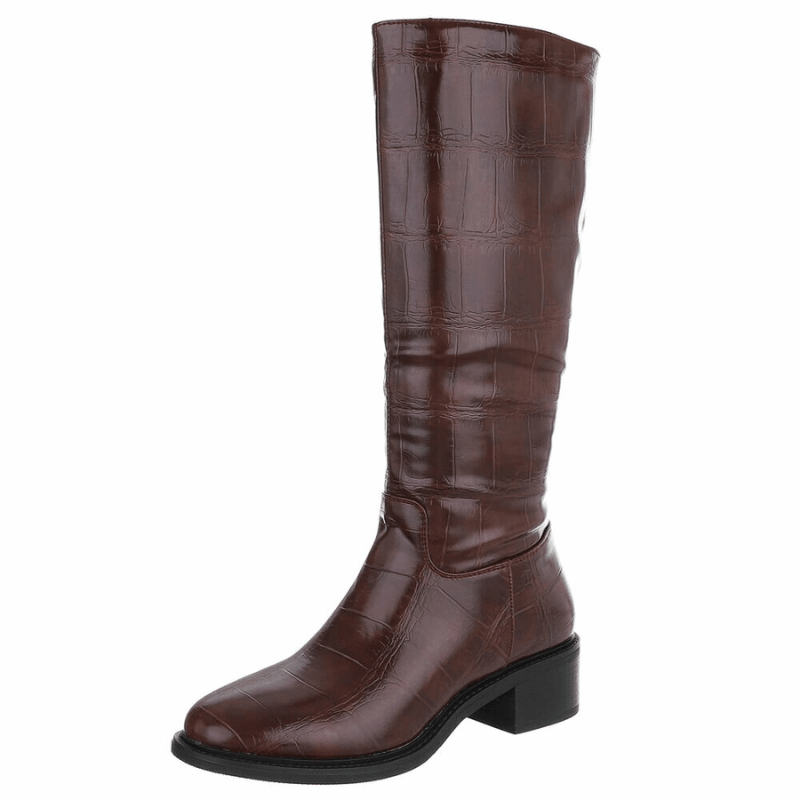 botas em pele bordeaux efeito croc BeStylish