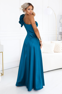 Vestido de cerimónia comprido azul Carolina