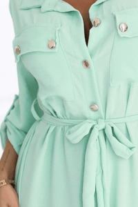 vestido comprido menta estilo camisa BeStylish 