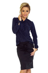 Blusa azul navy de mangas compridas BeStylish