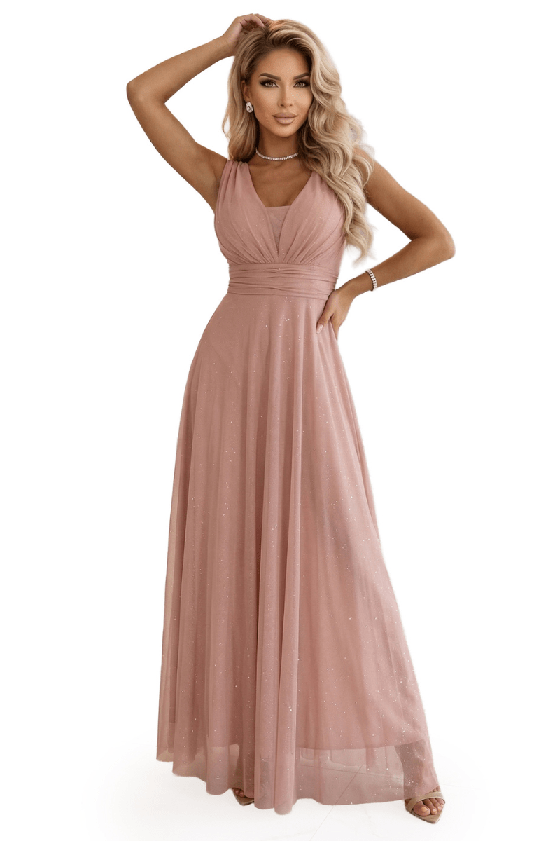 vestido de cerimónia comprido com tule rosa velho BeStylish