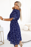 Vestido médio com bolinhas polka dots azul navy BeStylish 