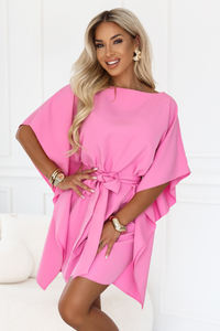 vestido de cerimónia rosa com efeito borboleta BeStylish 