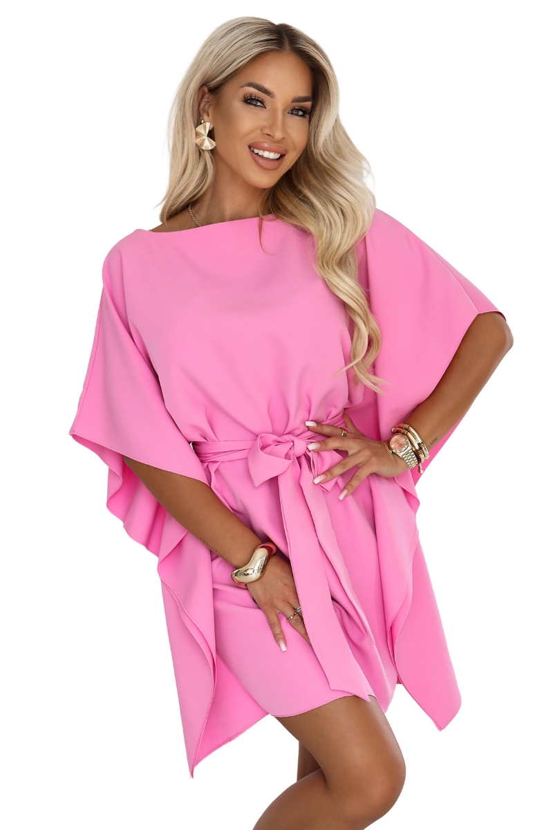 vestido de cerimónia rosa com efeito borboleta BeStylish 