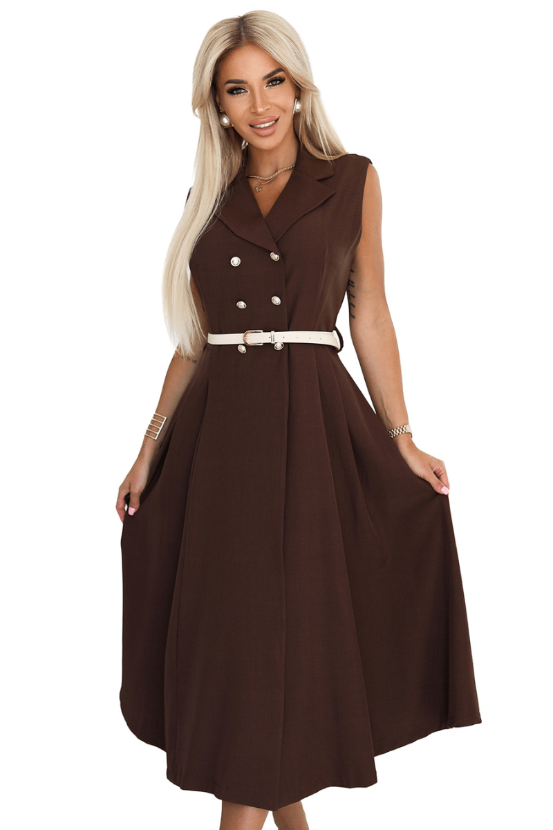 vestido de cerimónia comprido castanho BeStylish 