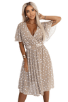 Vestido médio com bolinhas polka dots bege BeStylish 