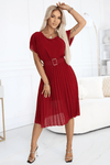 Vestido de cerimónia curto plissado em chiffon bordeaux BeStylish