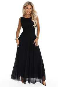 vestido de cerimónia comprido em tulle preto BeStylish