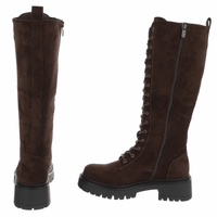 Botas castanhas de camurça com atacadores BeStylish