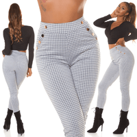 leggings cremes de citura subida com padrão tartan BeStylish 