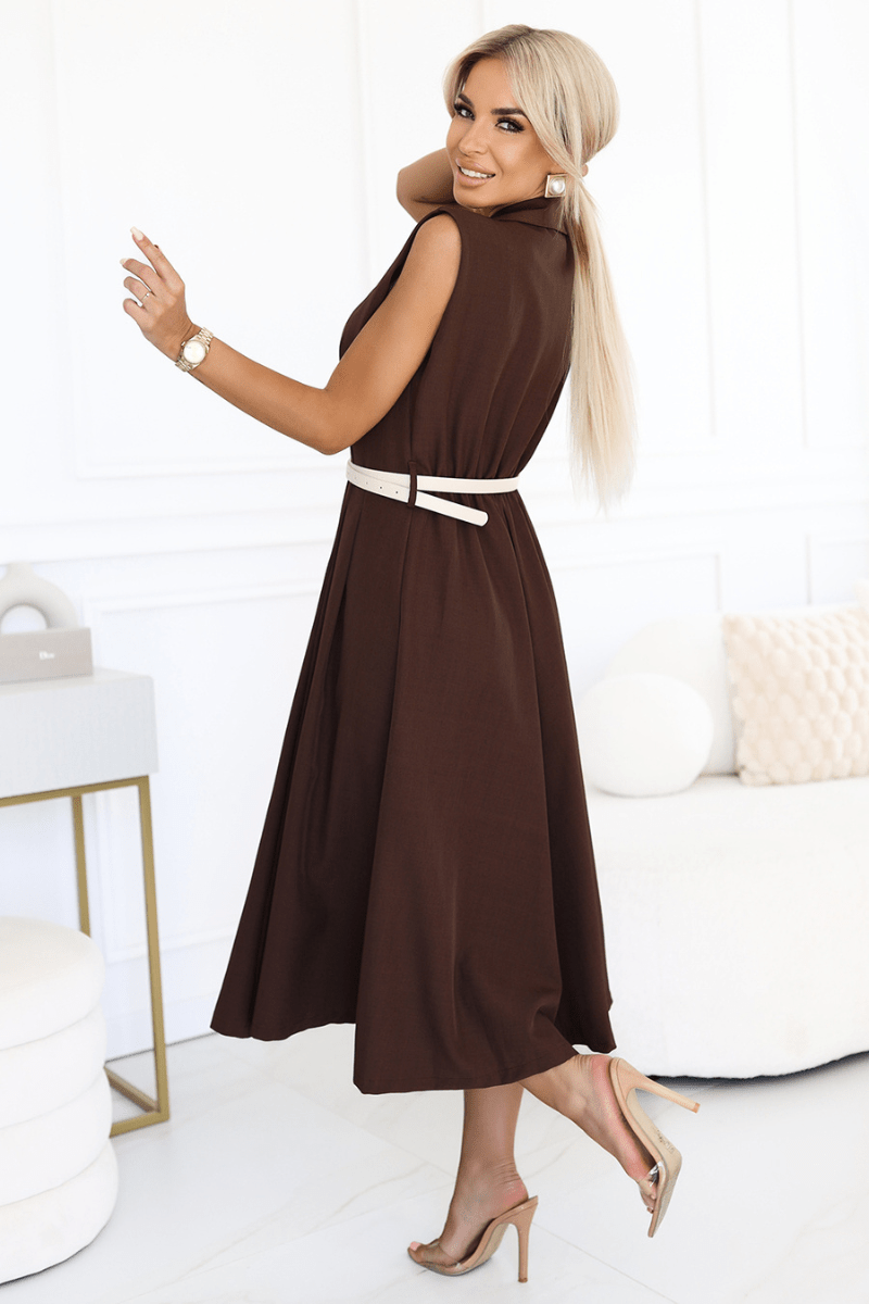 vestido de cerimónia comprido castanho BeStylish 