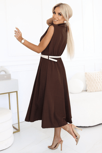 vestido de cerimónia comprido castanho BeStylish 