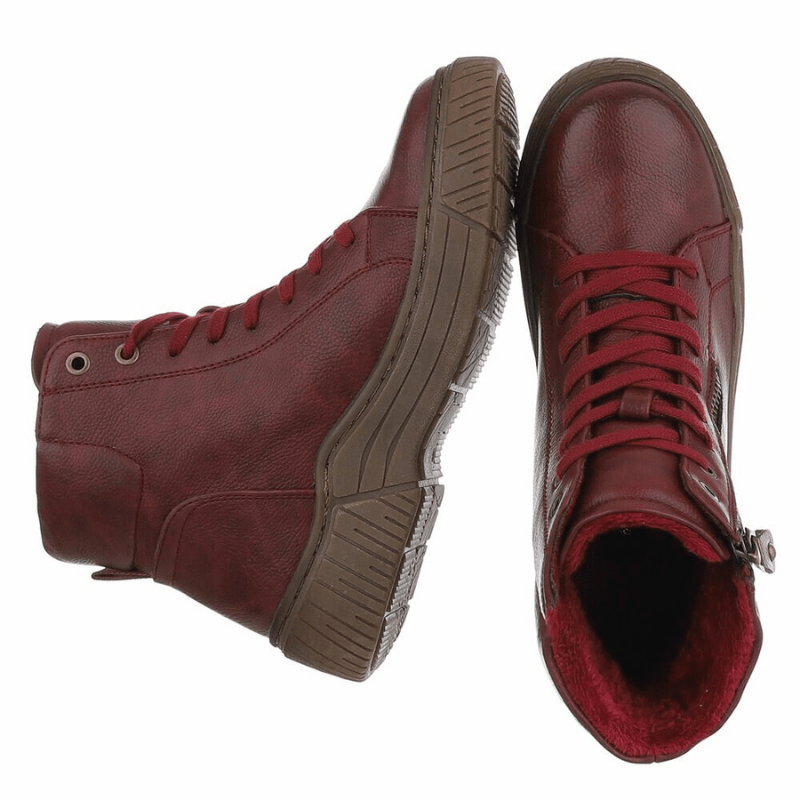 botins bordeaux com atacadores e fecho BeStylish