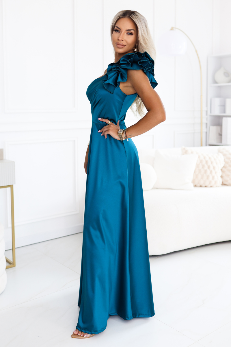 Vestido de cerimónia comprido azul Carolina