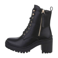 Botins pretos pele de salto alto BeStylish