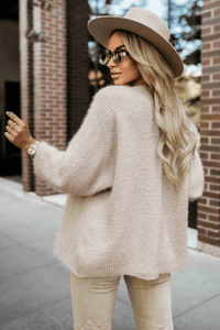 casaco bege de malha acrílica BeStylish 