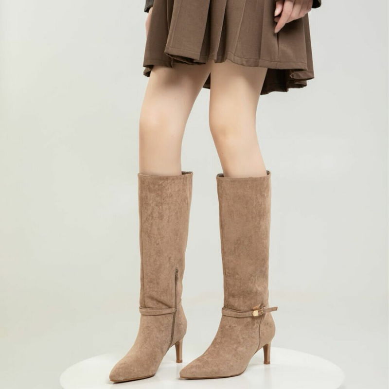 Botas caqui de camurça cano largo BeStylish