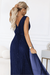 vestido de festa comprido azul navy BeStylish