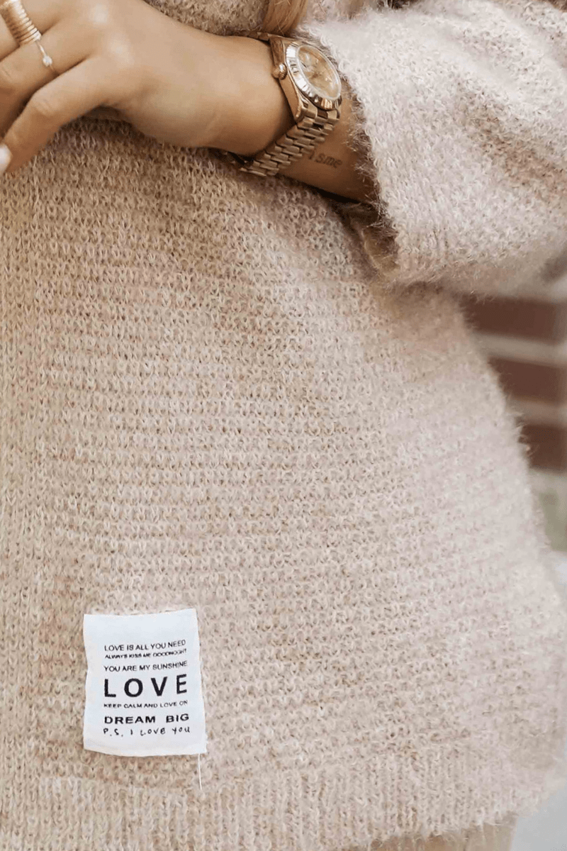 casaco bege de malha acrílica BeStylish 