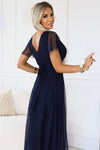 vestido de cerimónia comprido em tule azul navy BeStylish 