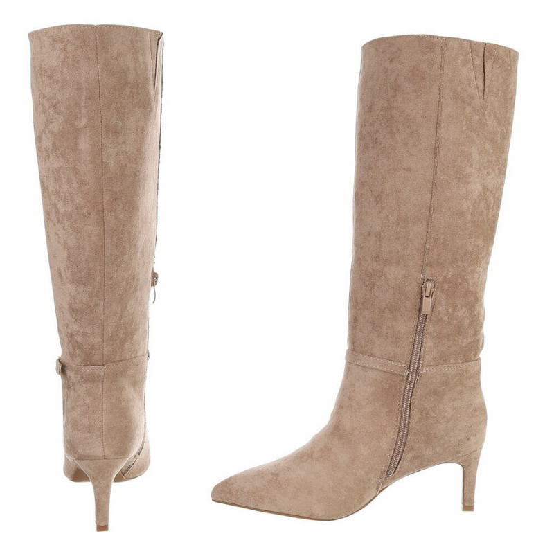 Botas caqui de camurça cano largo BeStylish