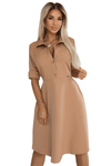 vestido de cerimónia cappuccino estilo camisa BeStylish 