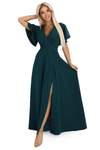 vestido de cerimónia comprido verde escuro com racha BeStylish 