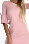 Vestido de cerimónia brilhante trapezoidal com mangas 3/4 rosa velho BeStylish