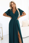 vestido de cerimónia comprido verde escuro com racha BeStylish 