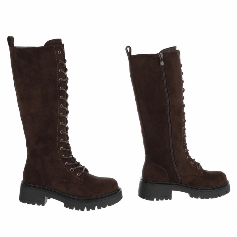 Botas castanhas de camurça com atacadores BeStylish