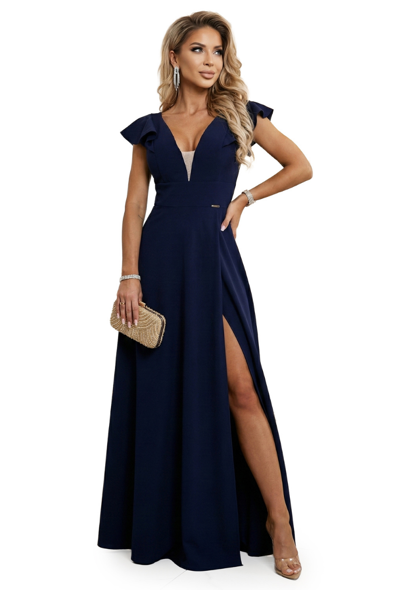 Vestido de gala comprido azul navy BeStylish