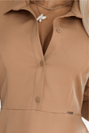 vestido de cerimónia cappuccino estilo camisa BeStylish 
