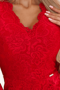 vestido de cerimónia médio com renda vermelho BeStylish