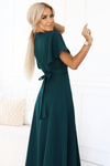 vestido de cerimónia comprido verde escuro com racha BeStylish 