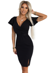 Vestido de cerimónia curto com decote estilo envelope preto 