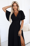 vestido de cerimónia comprido preto com racha BeStylish 