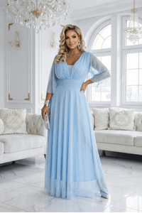 Vestido de cerimónia comprido azul claro plus size BeStylish 