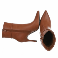 botins camel de salto fino em pele BeStylish