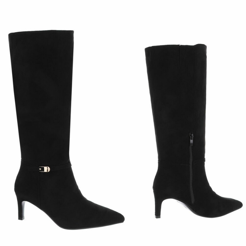 Botas pretas de camurça cano largo BeStylish