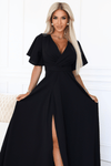 vestido de cerimónia comprido preto com racha BeStylish 